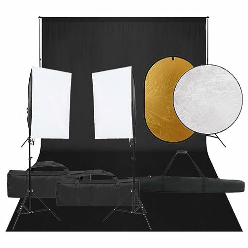 Homgoday Studio-Beleuchtungs-Set mit 2 Softboxen, Schwarz Hintergrund, 5-in-1 Reflektor, für Profi-Fotografie - Fotostudio-Kit Model3094759