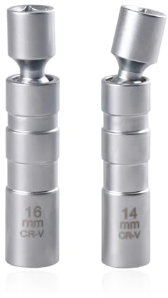 2 Stück Zündkerzenschlüssel Set,14mm und 16mm Universal Flexibel Zündkerzenschlüssel mit Haltefeder,Magnetisch Zündkerze Steckschlüssel, Zündkerzen Stecknuss Demontage Werkzeug für Auto & Motorrad
