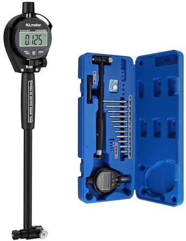 ALLmeter Digitales Bohrungsmessgerät Messuhr Set 50-160 mm Innendurchmesser Anzeige Messwerkzeug mit 12 Standardsonden 0,01 mm Hohe Präzision Innenmessgerät zur Messung des Innendurchmessers Schwarz