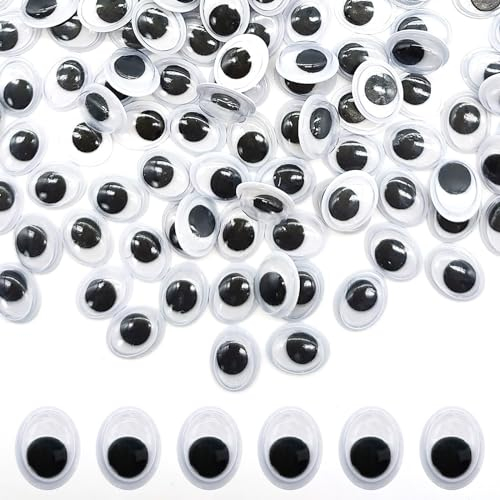 Vordpe 300 Stück Wackelaugen Selbstklebend, Wiggle Eyes Augen Kunststoff Puppe Augen,8 * 10 mm Oval Wiggle Googly Eyes, für DIY Scrapbooking Handwerk Spielzeug Zubehör