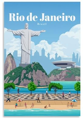GAJUST Reise-Vintage-Poster, Reise nach Rio De Janeiro, Leinwanddruck, Kunstposter, ungerahmt, 40 x 60 cm