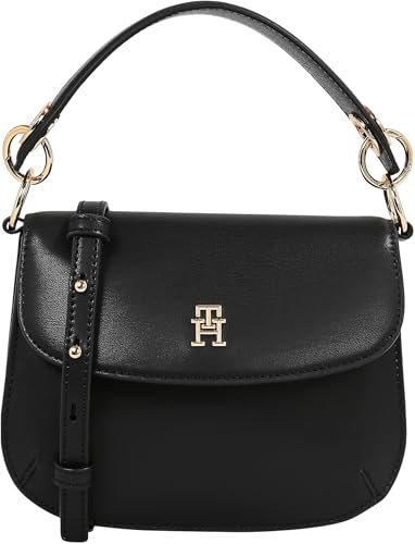 Tommy Hilfiger Damen Umhängetasche Chic Flap Crossover Klein, Schwarz (Black), Einheitsgröße