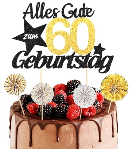 ALEGRE® Torten Deko 60 Geburtstag Mann Frau, 5 Stück Tortendeko Geburtstag 60, Kuchendeko 60 Geburtstag Deko, Alles Gute zum Geburtstag 60,60. Geburtstag Männer Frauen Kuchen Deko,Cake Topper 60 Jahre