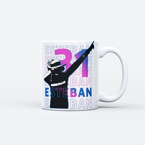 Tasse mit Motiv F1, Tasse Formulierung 1, F1 Fahrerbecher, Charles Leclerc, Lando Norris, Lewis Hamilton, Max Verstappen, Geschenk für F1, Formel 1 Geschenk (Esteban)
