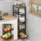 CarolynDesign Canastas de alambre de metal con ruedas, almacenamiento de cocina, apilables, para carrito de frutas y verduras, con alfombrilla de madera extraíble, para baño, garaje y despensa