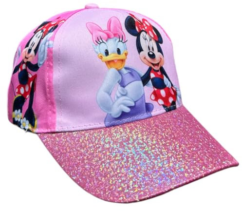 Mütze mit Visier für Kinder, Minnie und Daisy, Disney, Sommermütze mit Klettverschluss, verstellbar, 100 % Polyester, Rosa, 54-55