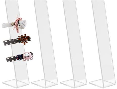 Acryl-Haarklammerhalter, Acryl-Haarklammer-Ausstellungsständer | Haarspangen-Display, transparent, 4 Stück, Haarspangen-Organizer - L-förmiger Klauenclip-Organizer, Haarschleifen-Präsentationsständer