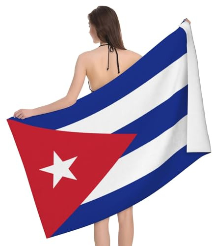 KWQDOZF Toalla de Playa de la Bandera de Cuba, Toalla de Playa Absorbente Suave de Gran tamaño, 32 x 52 Pulgadas
