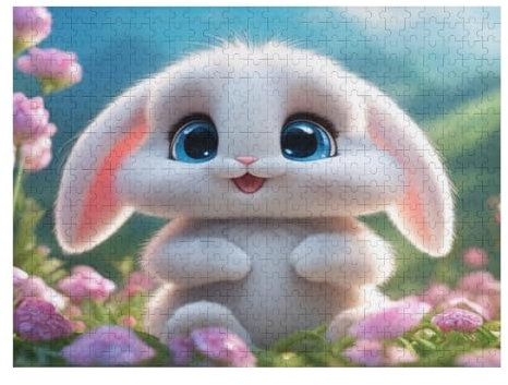 Puzzles Für Erwachsene 500 Teiliges süßer Hase Puzzles Für Erwachsene Holzbrettpuzzles Denksportaufgaben Für Erwachsene (52×38cm)