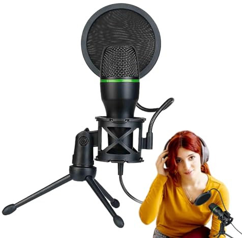 Lyricalist Podcast Microphone - 5Streaming Mic, PC Condenser RGB Mic | USB Microphone Kit For Streaming Podcast, Computer Recording Mic Plug And For Online Game, Podcast, Audio, Vocal