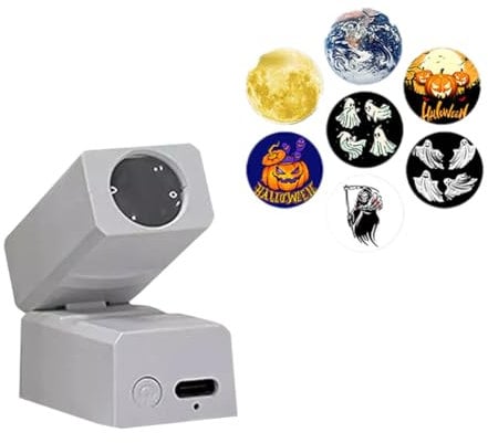 Mini Halloween Projection Lamp, Halloween Projector Lights with 5 Projection Film,Rechargeable Halloween Projector Lights, Spooky Ghost Halloween Decoration Light Projector for Halloween Party
