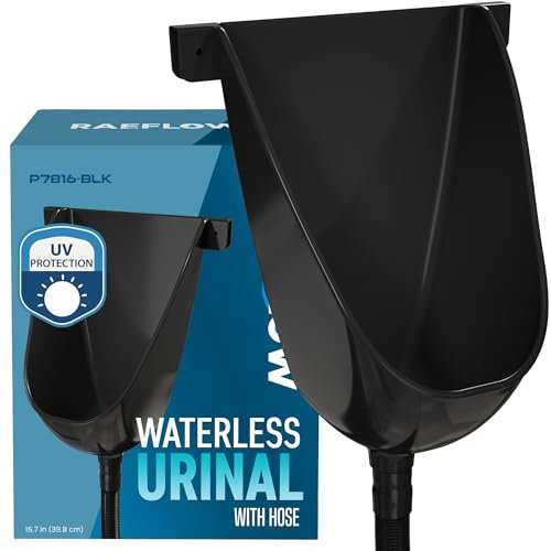 RAEFLOW Waterless Urinal with Hose (Black) - UV Resistant Outside Urinal, Outdoor Plastic Urinals, Outdoor Toilet, Garage Urinal, Urine Diverter, Urinals For Men Bathroom