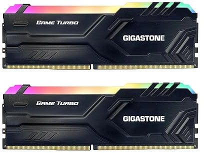 【RGB RAM DDR4】GIGASTONE Game TURBO 16GBx2 (32GB Kit) DDR4 3600MHz PC4-28800 CL 18-22-22-42 XMP 2.0 AMD Ryzen 1.35V UDIMM 288 pin unbuffered non-ECC desktop alte prestazioni Memoria-Nero