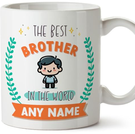 MUGFFINS Brother Mug - in English - World's Best - with Doodle - Funny Gift - Ceramic 11oz Mug