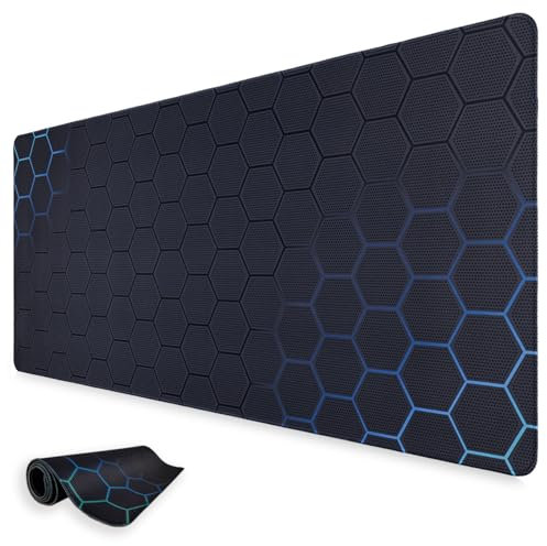 Niviy Tapis de Souris Gaming XXL 1200x600mm, avec Base en Caoutchouc Antidérapant sous Main Bureau Machines en Nid d'abeille Mouse Pad pour Bureau/Maison Bleu Cyan