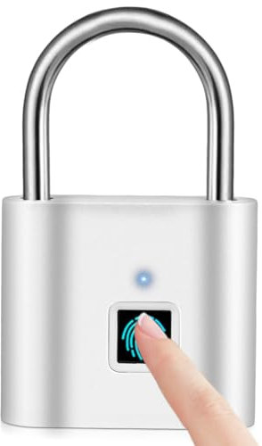 SPORWAY Serratura di impronte digitali: lucchetto di ricarica USB senza chiave IP55 impermeabile lucchetto, piccolo lucchetto con impronte digitali per Gym, ufficio, casa, giardino, armadio (argento)