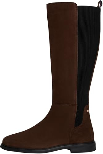 Tommy Hilfiger Women’s Flag Suede Long Boots, Brown (Legacy Brown), 7