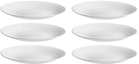 AC - Pack de 6 Platos Llanos - Modelo Titán - Ø 24 cm - Vidrio opal - Apto para lavavajillas y microondas - Ideal para el hogar, Cocina y hostelería