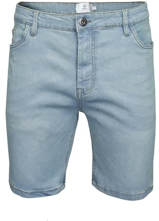 Xact Mens Stretch Denim Jean Shorts Regular Fit 5 Pocket Zip Fly 10oz Casual Summer Washed (Light Blue Wash) 31