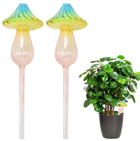 Bewässerungskugeln, 2er Set Bewässerung Zimmerpflanzen Glas, 500ml Wasserspender Pflanzen 23 * 7.5/24 * 8/17 * 10CM, Pflanzen Bewässerung, Selbstbewässerung, für Topf- & Zimmerpflanzen (C-24 * 8CM)