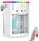 Aire Acondicionado Portátil 4 en 1, Enfriador de Aire con Depósito de Agua de 1000 ml, Temporizador 2/4/8H, 7 Luces Nocturnas, Ventilador de Enfriamiento Personal USB para Interior