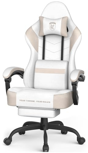 Ferghana Sedia da Gaming Ergonomica,Sedia Gaming in Tessuto Tecnologico,Sedia da Ufficio con Massaggio,Cuscino Primaverile,Poggiatesta,Braccioli, Ampio Sedile Piatto,Poltrona Ufficio,Kaki