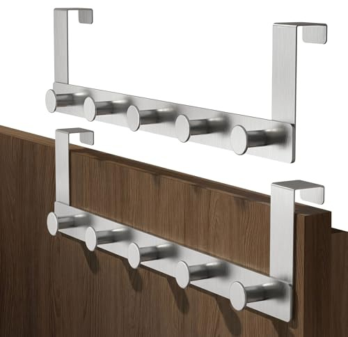 Menz Türgarderobe zum Einhängen - Edelstahl Tür-Garderobe mit Türhaken in runder Ausführung, stabile Türhakenleiste zum Einhängen, praktische Kleiderhaken Tür, 2er Set