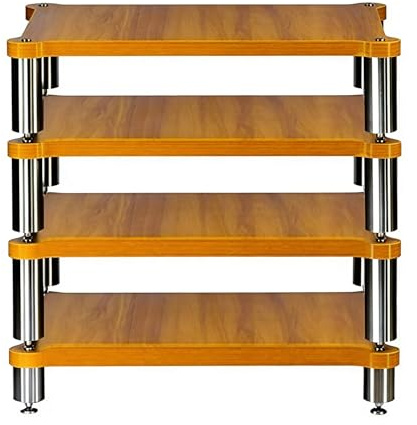 Easnuroz HiFi-Rack AV-Regal 3/4-stufiges HiFi-Rack/Plattenspielerständer Hohes Schrankmöbel Für Stereoanlagen, Eck-TV-Möbel(Wood Color-A-,60 * 103 * 48cm)