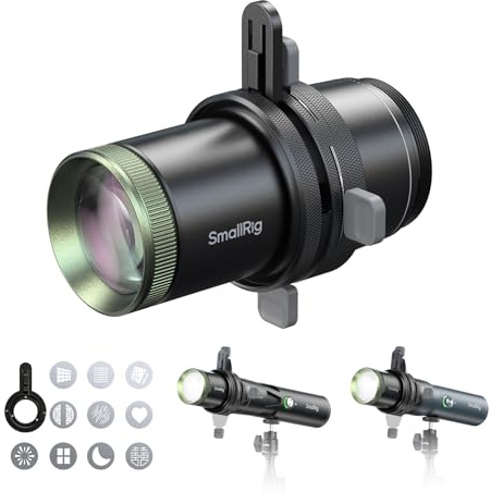 SMALLRIG Faretto SP Air, Lente di Proiezione Ottica a 36°, Luminosità 4x, Otturatori di Inquadratura Integrati, Portagobo e 10 Gobo in Metallo, Accessorio Snoot per Torcia RF 10C/20C - 6376