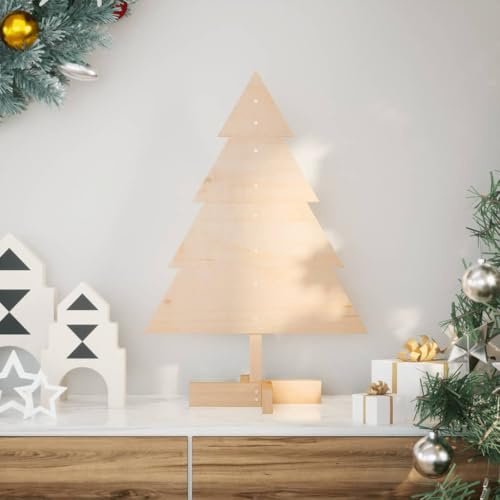 GeenYuu Árbol de Navidad de madera maciza de 70 cm con soporte estable, realista y plegable, ideal para salón, oficina, decoración interior y exterior