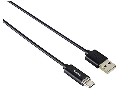 Hama USB Type-C Kabel mit LED Anzeige Schwarz 1m