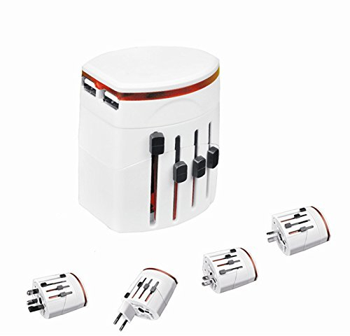 J35 Viaje Enchufe Adaptador De Viaje Para Enchufes con 2 x USB 5 V1 A F, Compatible Inglaterra, Europa, más de 150 Países