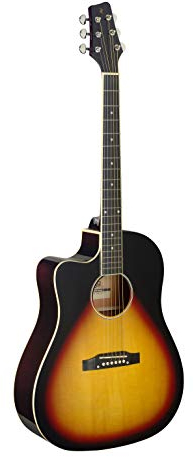 Stagg Cutaway Dreadnought-Gitarre für Linkshänder, Sunburst
