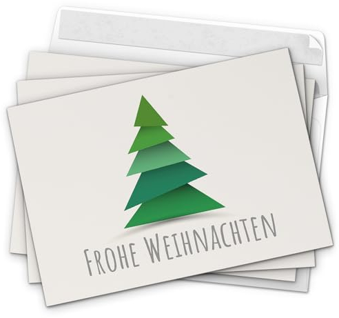 Einladungskarten Manufaktur Hamburg 10 moderne Weihnachtskarten mit Umschlag, Motiv Tannenbaum Modern für Firmen - Grußkarten im Postkarten Format/Weihnachten/im Set
