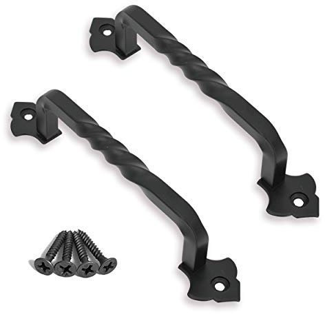 OUVIN 2 Pack Vintage Barn Door Handle Black Gate Handles for Wooden Gates with Screws Hardware for Wooden Garden Shed Cabinet Door (128mm/5inch)