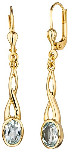 Jobo Damen-Ohrhänger aus 14 Karat 585 Gold mit Aquamarin OVal