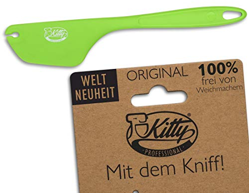 Kitty Professional Teigschaber 2 in1 mit Kniff zum Portionieren & Sauber Abstreifen | aus Edelstahl & BPA freiem Silikon Teigspachtel Teigschneider (Limette)