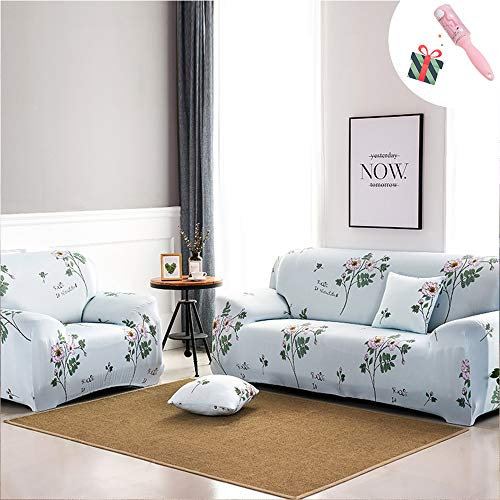 Elastisch Sofa Überwürfe Sofabezug, Morbuy Ecksofa L Form Stretch Antirutsch Armlehnen Blume Sofahusse Sofa Abdeckung Hussen für Sofa Couchbezug Sesselbezug (3 Sitzer,Rose)