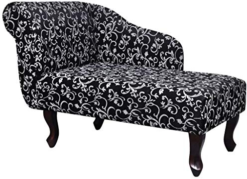 yorten Chesterfield Recamiere Chaiselongue Lounge Sofa Stoff Polyester 104 x 51 x 69,5 cm (L x B x H) Schwarz und Weiß