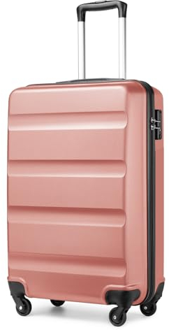 Kono Valise Moyenne Taille 66 cm Rigide Légere Trolley en ABS Valises Soute à 4 roulettes avec Serrure à Combinaison, Rosé Or