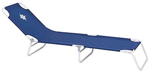 LOLAhome Tumbona Playa Plegable Hierro de 24x186x53 cm (Azul Marino)