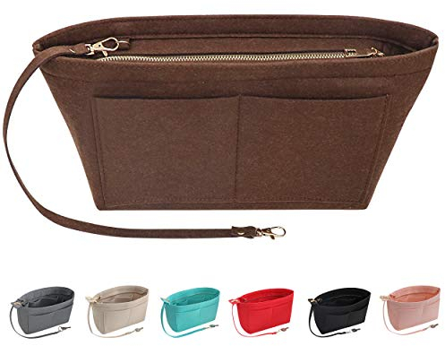 Soyizom Filz Handtasche Organizer Geldbörse Organizer Filz Insert Bag Organizer Multi Pockets Einkaufstasche in Tasche für Frauen (Mittel,Kaffee)