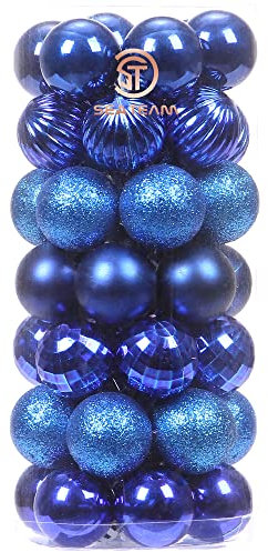 Sea Team 30mm/1.18 Feine dekorative Kleinigkeit mit Gemälde & funkelndem Weihnachtsbaumschmuck als Thema, Christbaumkugel-Set—46 Stück