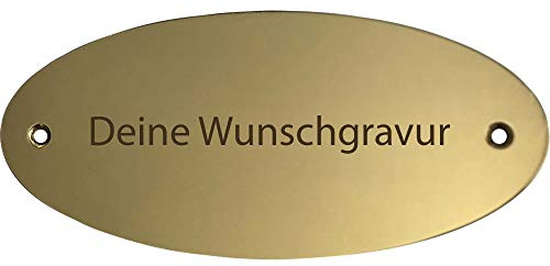 schlichtes ovales Messingschild mit Gravur