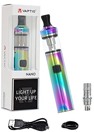VAPTIO TYRO NANO KIT con 900 mAh 30 W Sigaretta Elettronica Vape Starter Kit Vaporizzatore No E Liquid No Nicotine (Arcobaleno KIT)