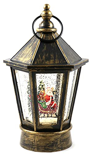 Schneekugel als Laterne mit Spieluhr & Licht, Musik & Schneewirbel H.: 23cm