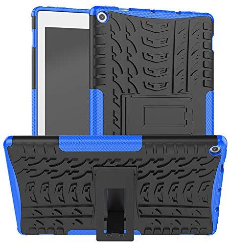 PIXFAB For Amazon Fire HD 10 Tablet (Compatible with 7th 2017 and 9th Generation 2019) Shockproof Case, Hybrid [Tough] Rugged Armor Protective Cover, Tablet Case With Built-in Kickstand - Blue