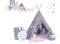 Rainbow Kids Tipi Zelt für Kinder | Baumwollsegeltuch Tippi Kinderzelt, Mehrere Muster und Farben mit und ohne Spielzubehör für Outdoor- und Indoor-Kinderspaß (Grauer Hase, mit Zubehör)