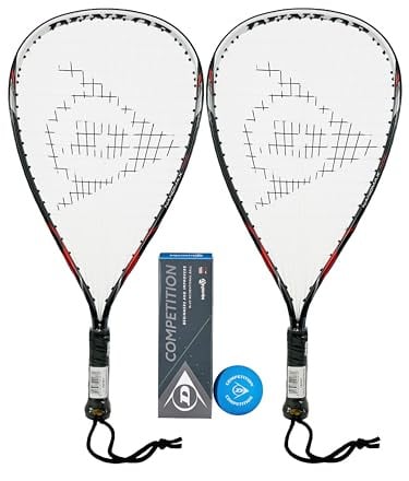 Dunlop Nanomax Racketball Racket Twin Pack & 3 Racketball Balls