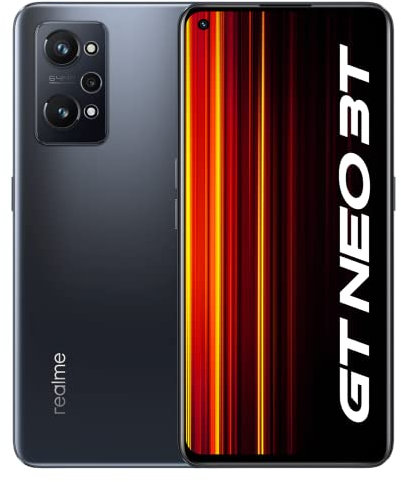 realme GT neo 3T-8+128GB 5G Smartphone Libre, Snapdragon 870, Carga SuperDart de 80W, Pantalla Super AMOLED de 120 Hz, Cámara triple de 64 MP con IA, Dual Sim, NFC, Shade Black,3 años de garantía